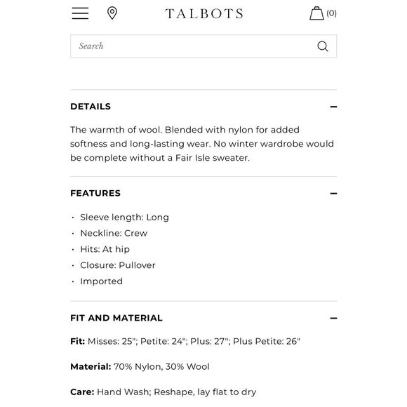 Talbots Nordic fair isle crewneck sweater lambs wool blend 3X - Picture 6 of 10